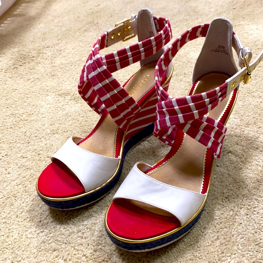 Red white and blue Sperry wedges size US 8.5